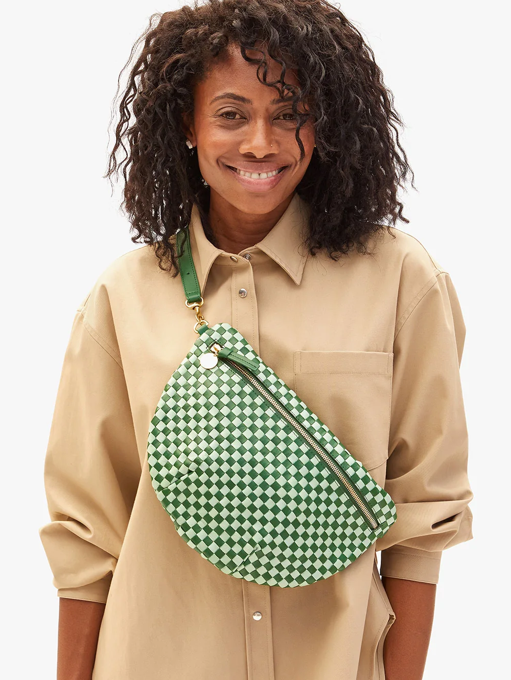 Fern & Mist Woven Checker Grande Fanny