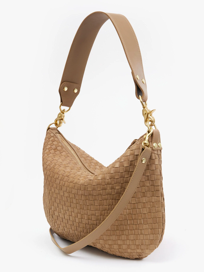 Clay Leather & Suede Woven Checker Moyen Messenger