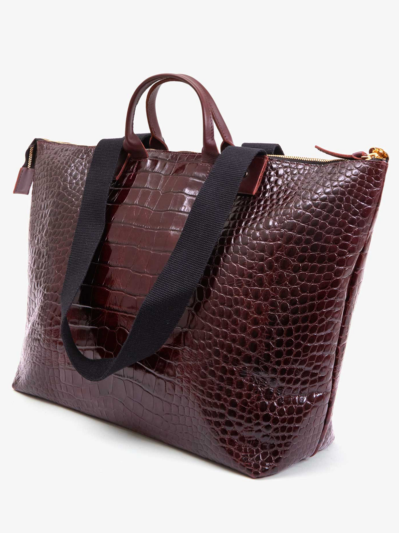 Le Zip Sac in Bordeaux Autumn Croco