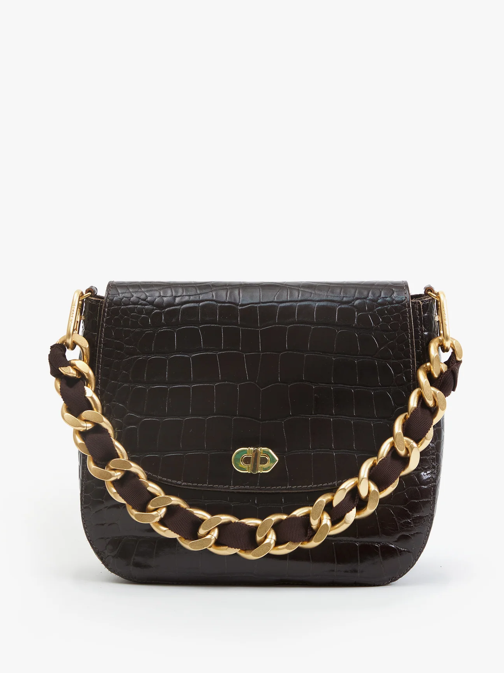 Shortie Strap in Kalamata Grosgrain Curb Chain