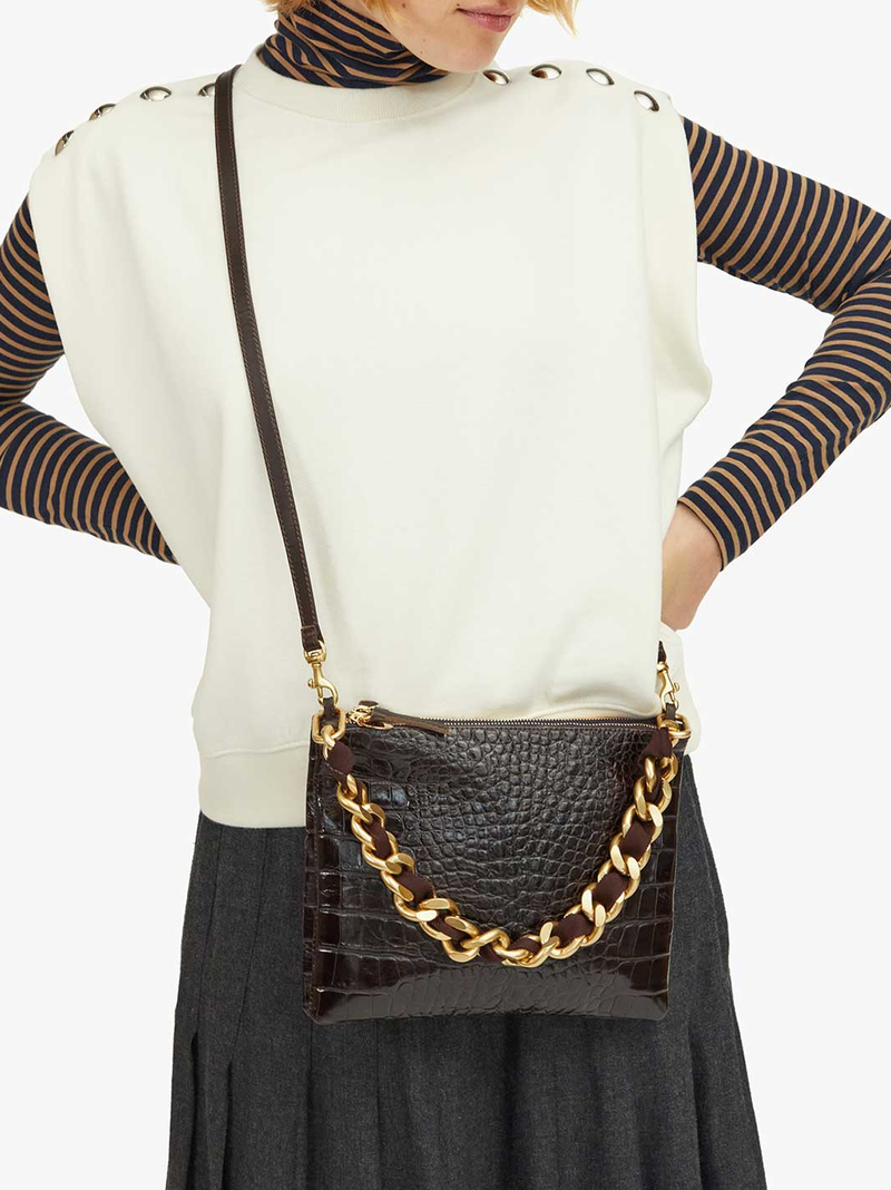 Shortie Strap in Kalamata Grosgrain Curb Chain