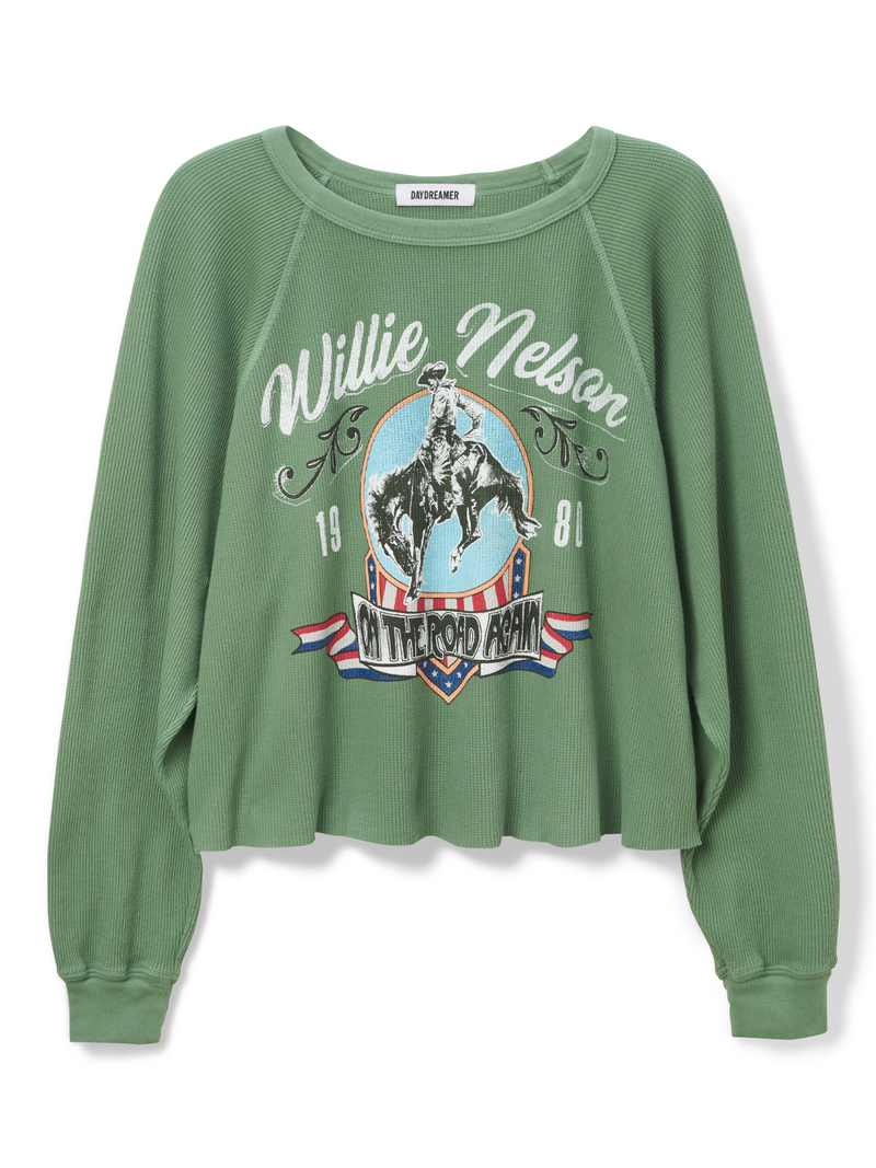 Willie Nelson 1980 Cowboy Raglan Thermal Long Sleeve