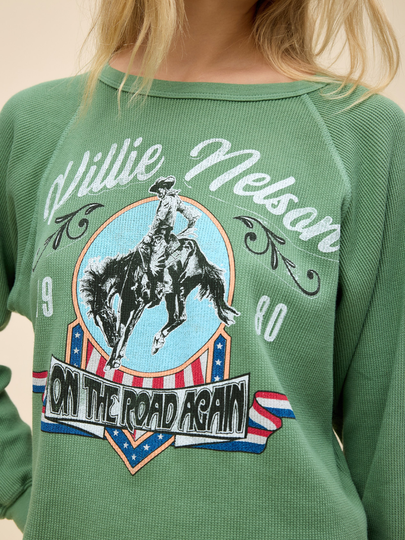 Willie Nelson 1980 Cowboy Raglan Thermal Long Sleeve