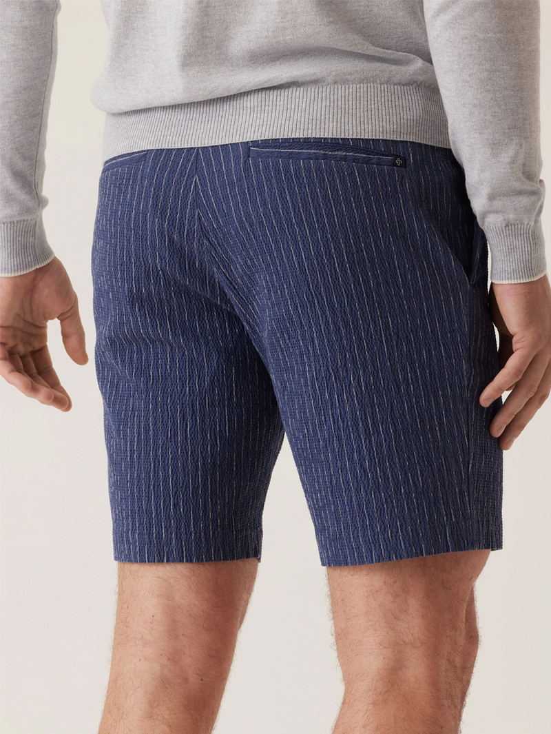 Oasis Bermuda In Seersucker Indigo Heather Pinstripe