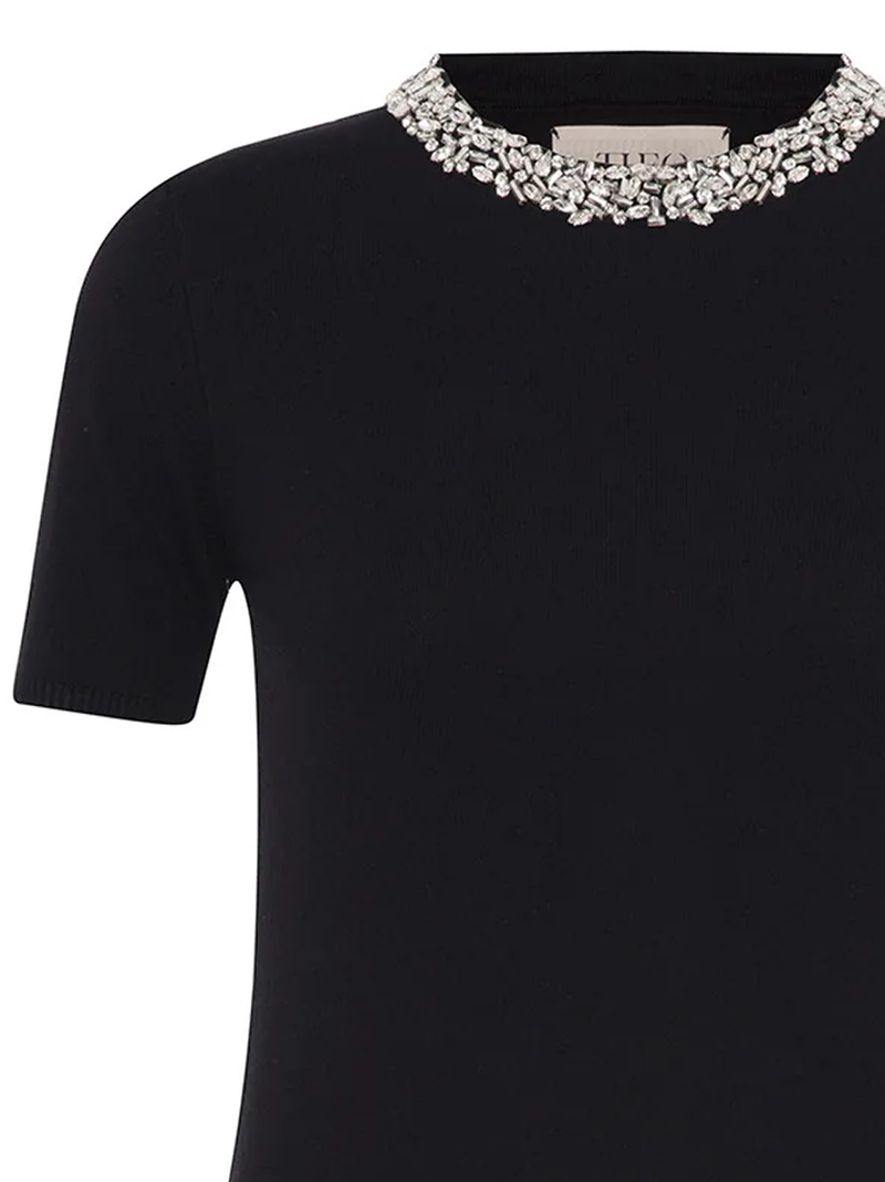 Nomia Embellished Knit Tee in Black