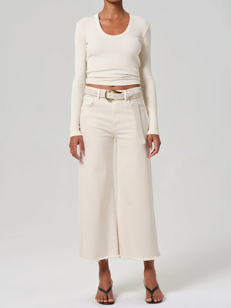 Lyra Wide Leg Crop in Almondette