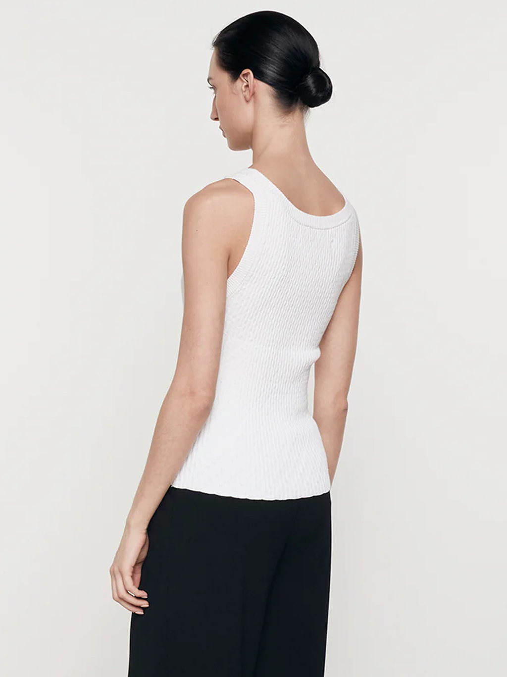 Cashmere Cotton Pointelle Tank in White