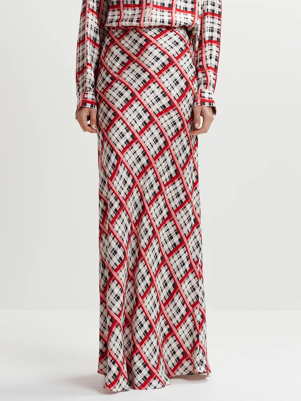 Gosha Checked Satin Maxi Skirt