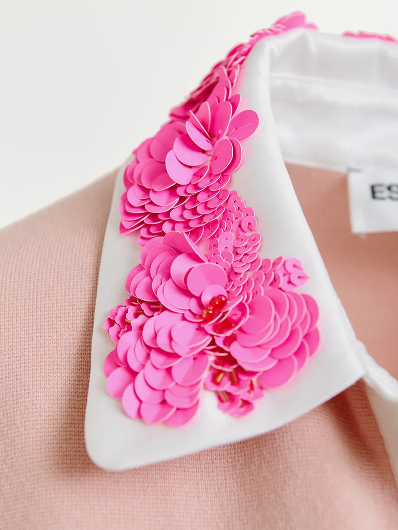 Hoiseau Embroidered Polo in Marzipan