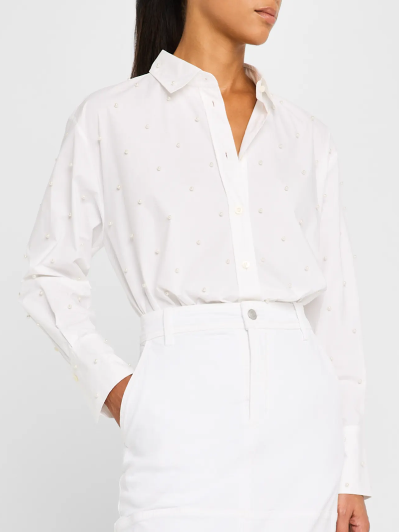 The Oversized Pearl Shirt in White