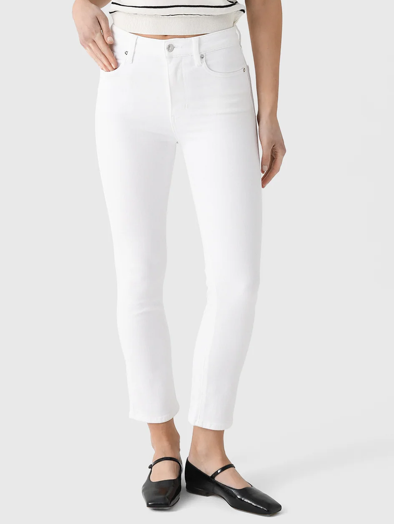 The Pencil Crop Jean in White