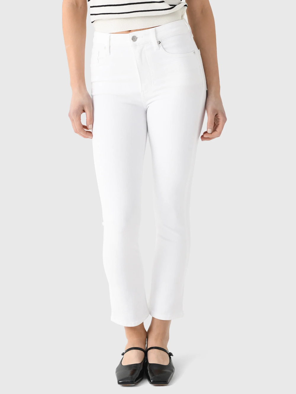 The Pencil Crop Jean in White