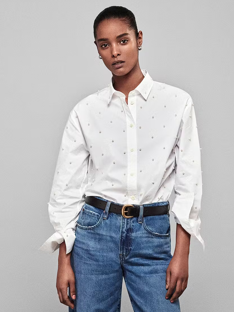 The Oversized Pearl Shirt in White