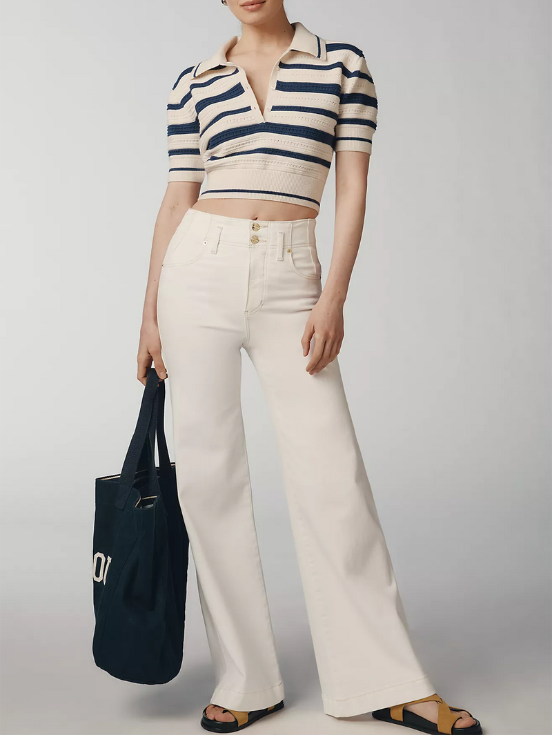 The Seamed Wide Trouser in Au Natural Clean