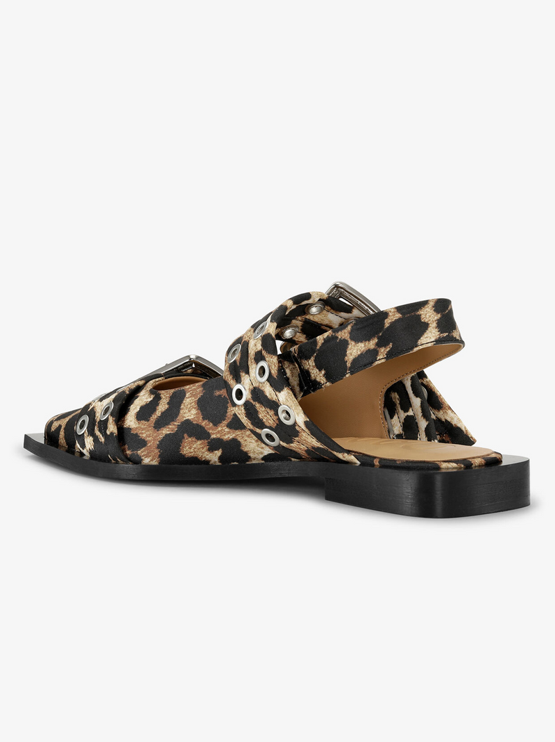 Leopard Satin Feminine Buckle Ballerinas