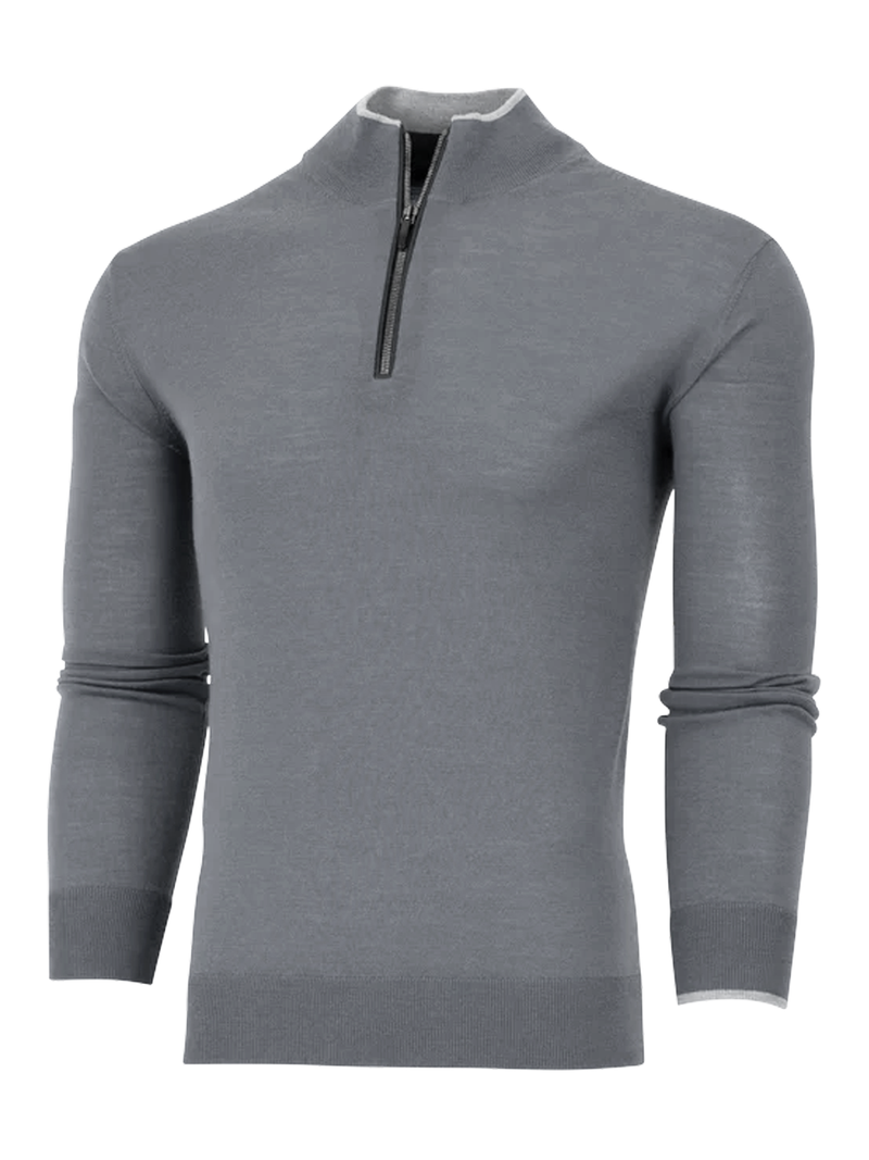 Saratoga Quarter-Zip Sweater in Light Grey Heather