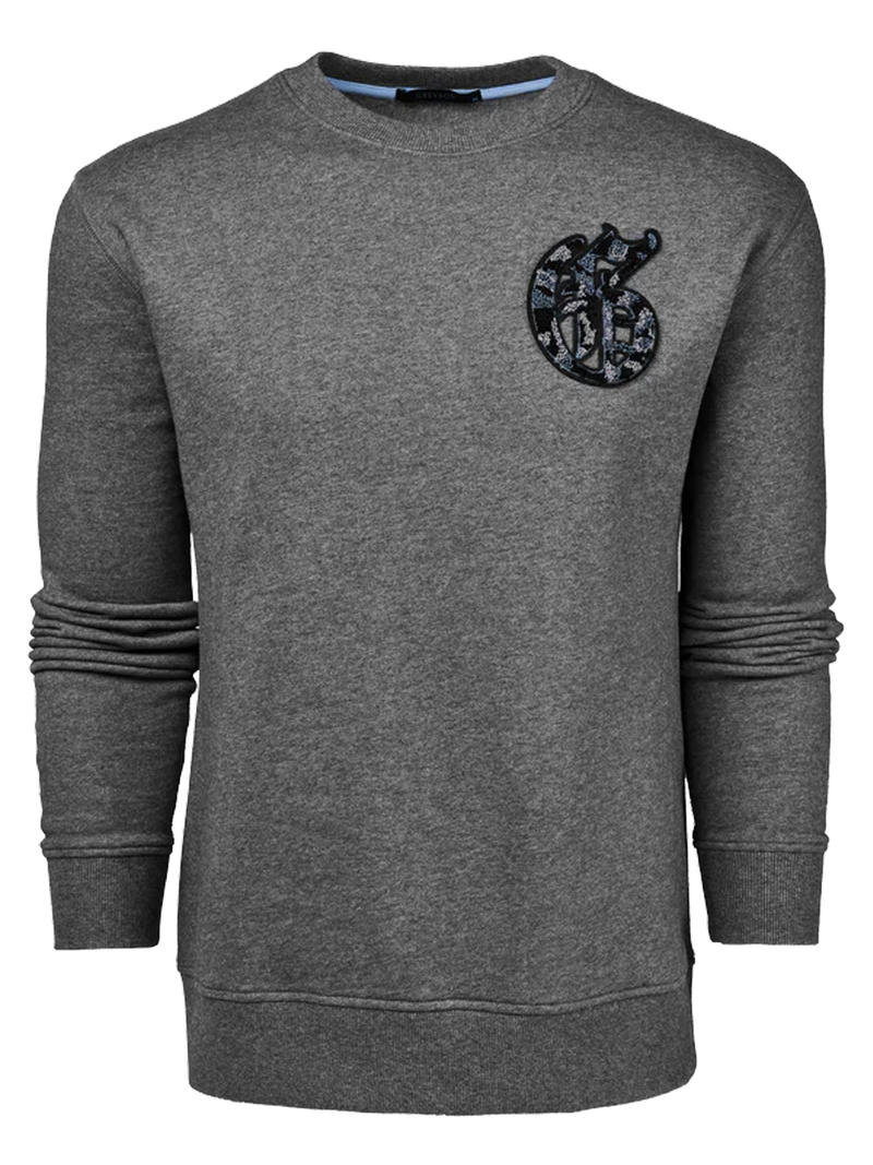 Old English Chenille Aspen Crewneck in Smoke Heather