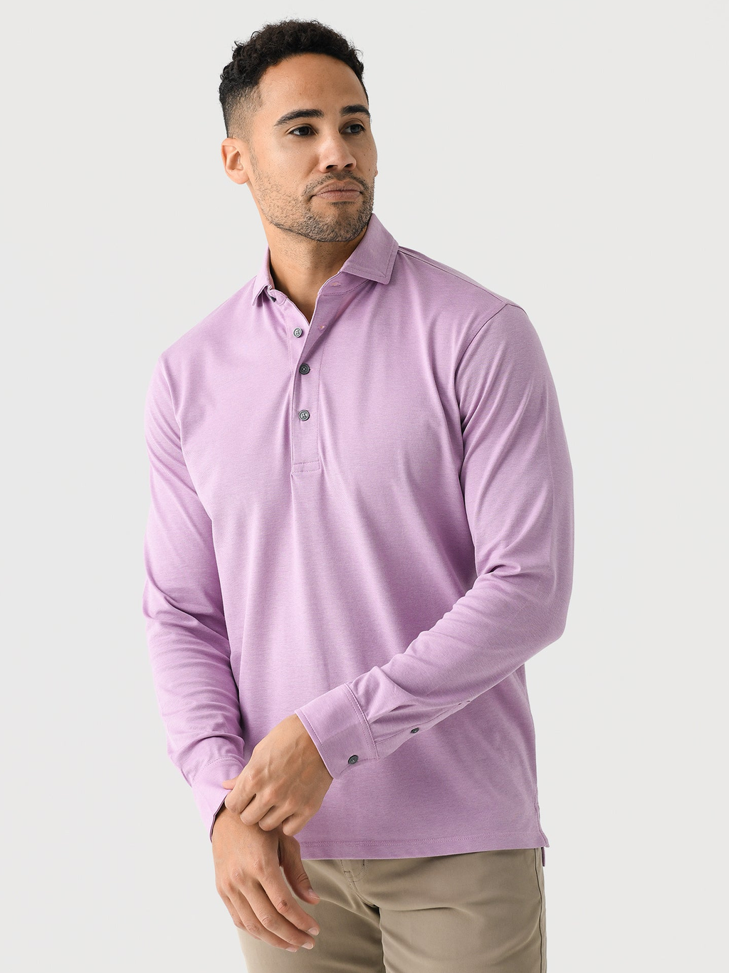 Omaha Long Sleeve Polo in Willowherb