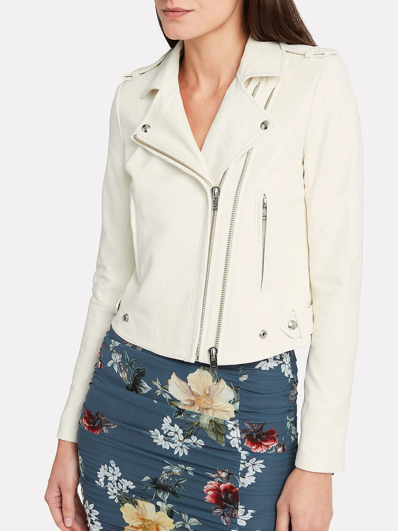 Dylan Cropped Leather Moto Jacket