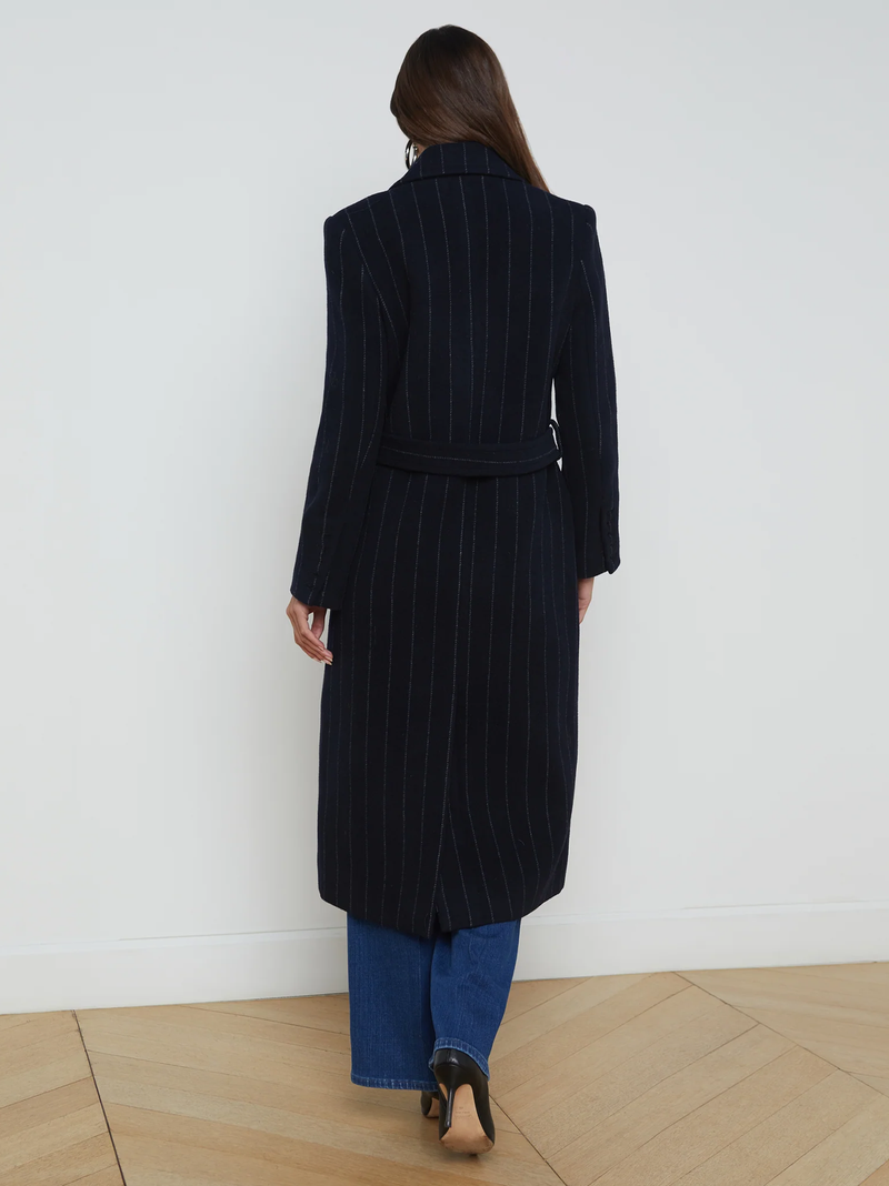 Olina Pinstripe Long Coat