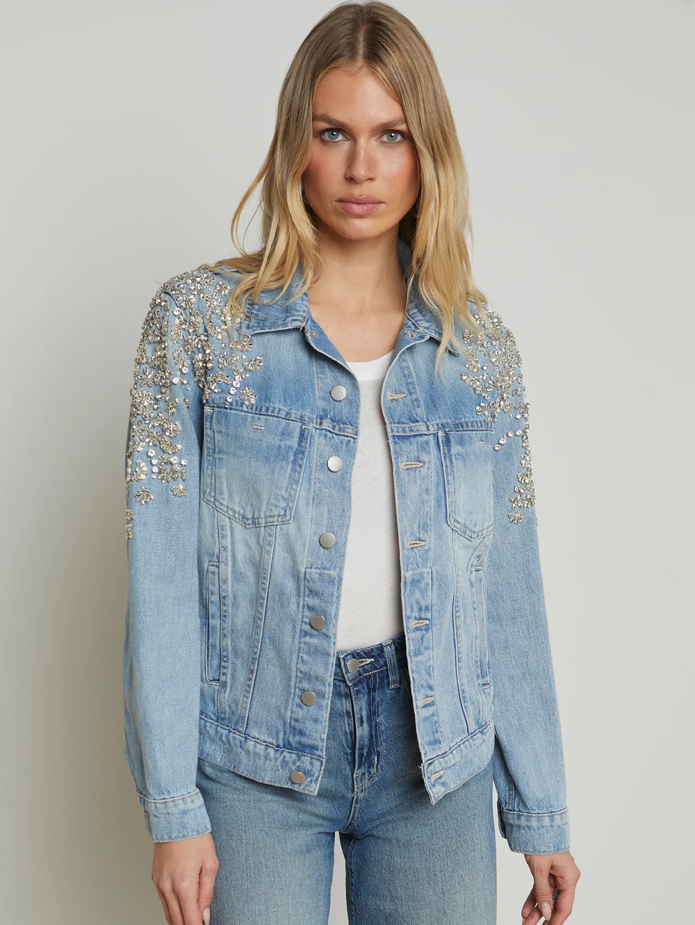 Mack Denim Crystal-Embellished Jacket