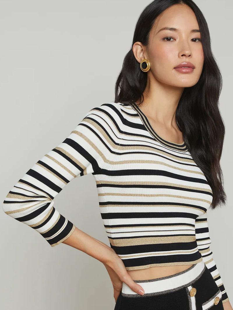 Yukio Stripe Cropped Knit Top