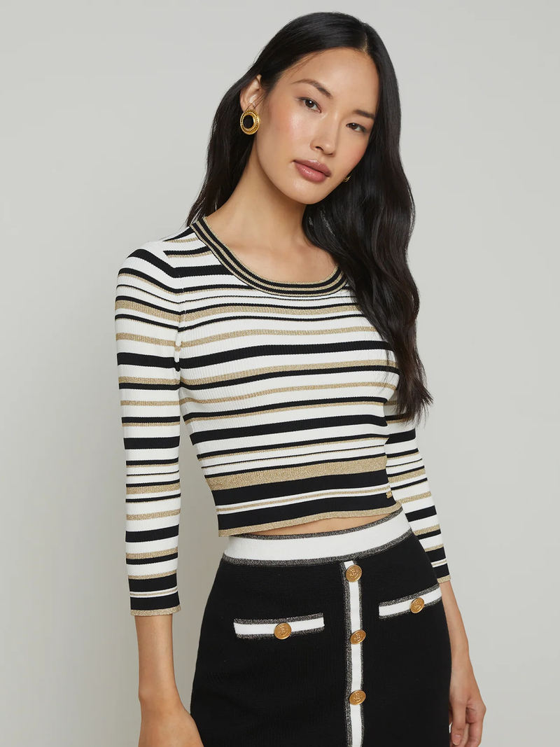 Yukio Stripe Cropped Knit Top