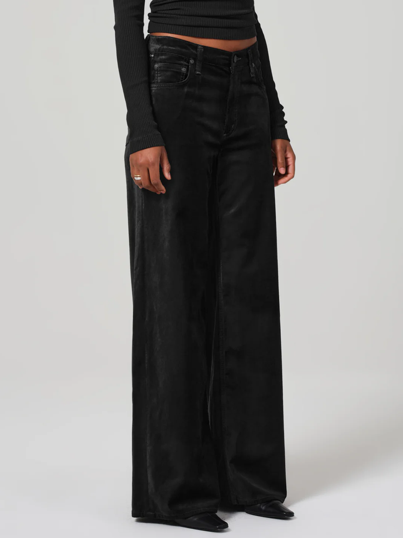 Lolli Mid Rise Baggy Velvet in Black