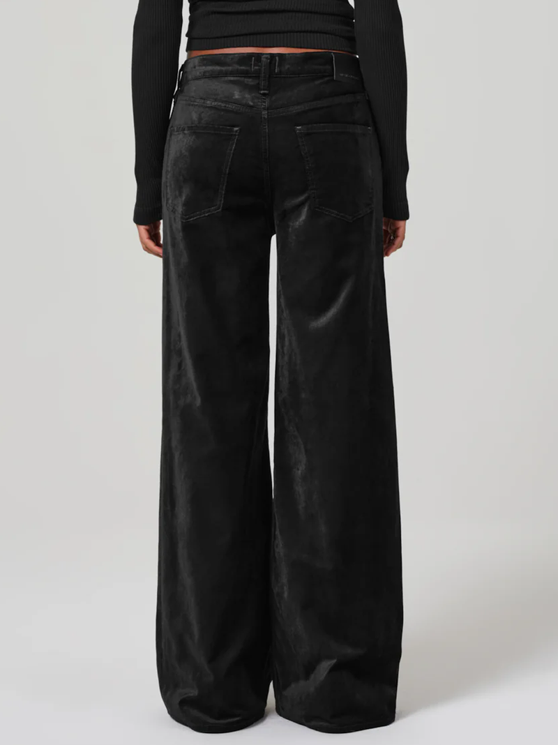 Lolli Mid Rise Baggy Velvet in Black