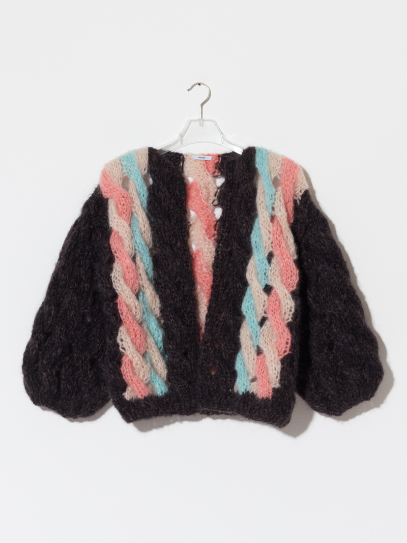 Mohair Cable Bomber Cardigan