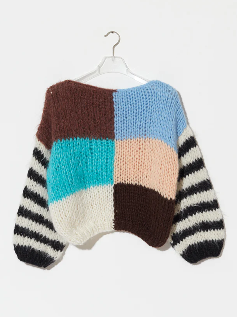 Color Block Alpaca Big Sweater