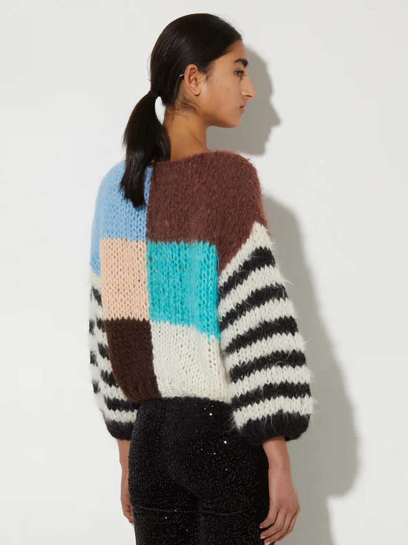 Color Block Alpaca Big Sweater