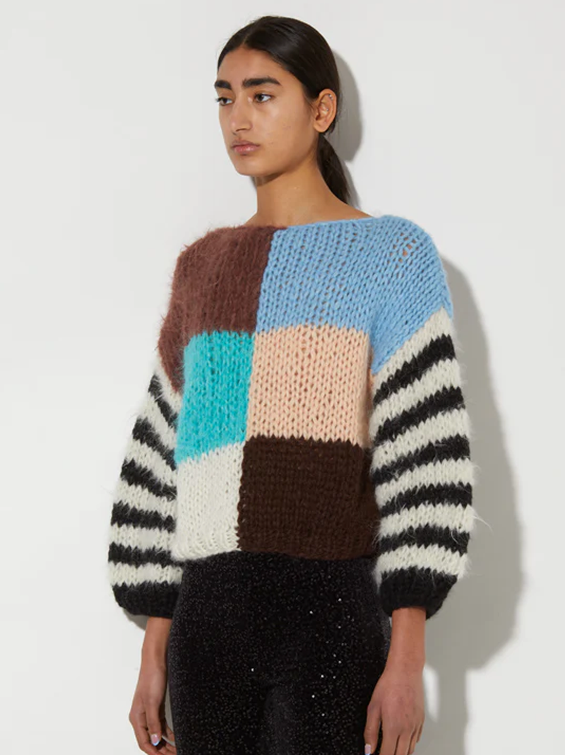 Color Block Alpaca Big Sweater