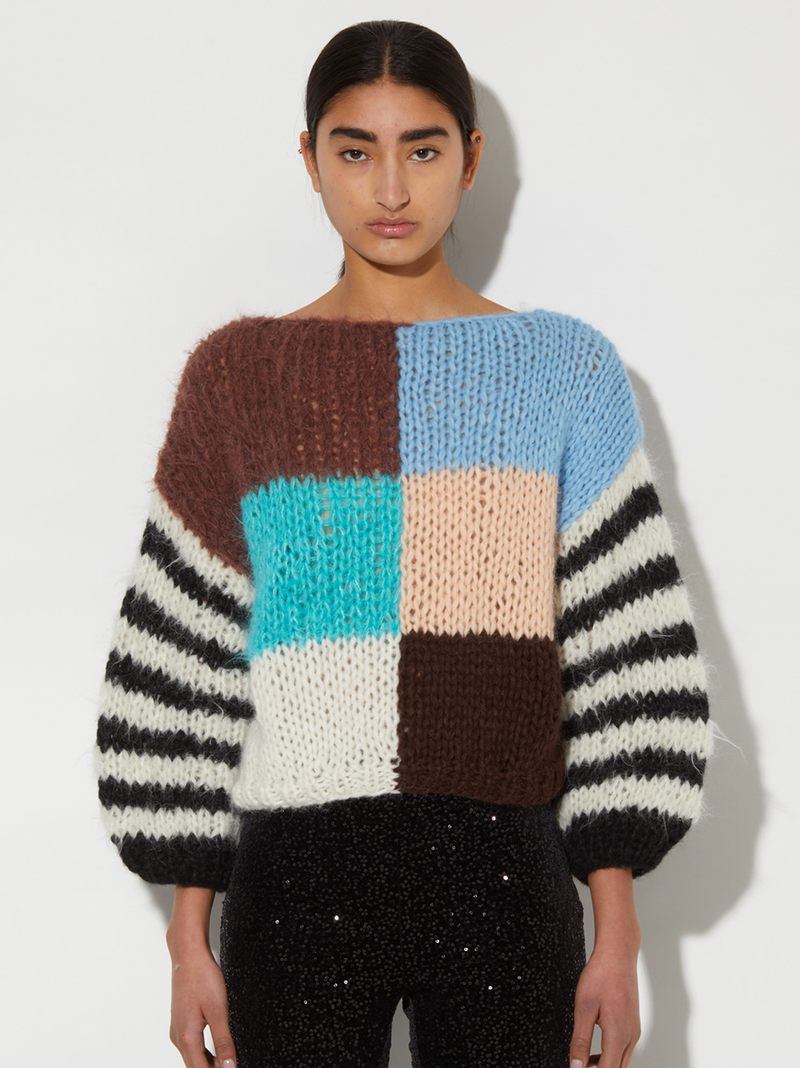 Color Block Alpaca Big Sweater