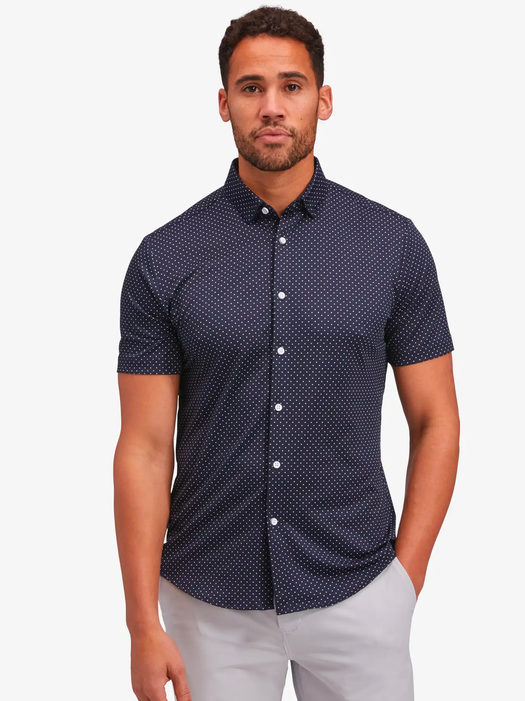 Halyard Short Sleeve in Navy Dot Print