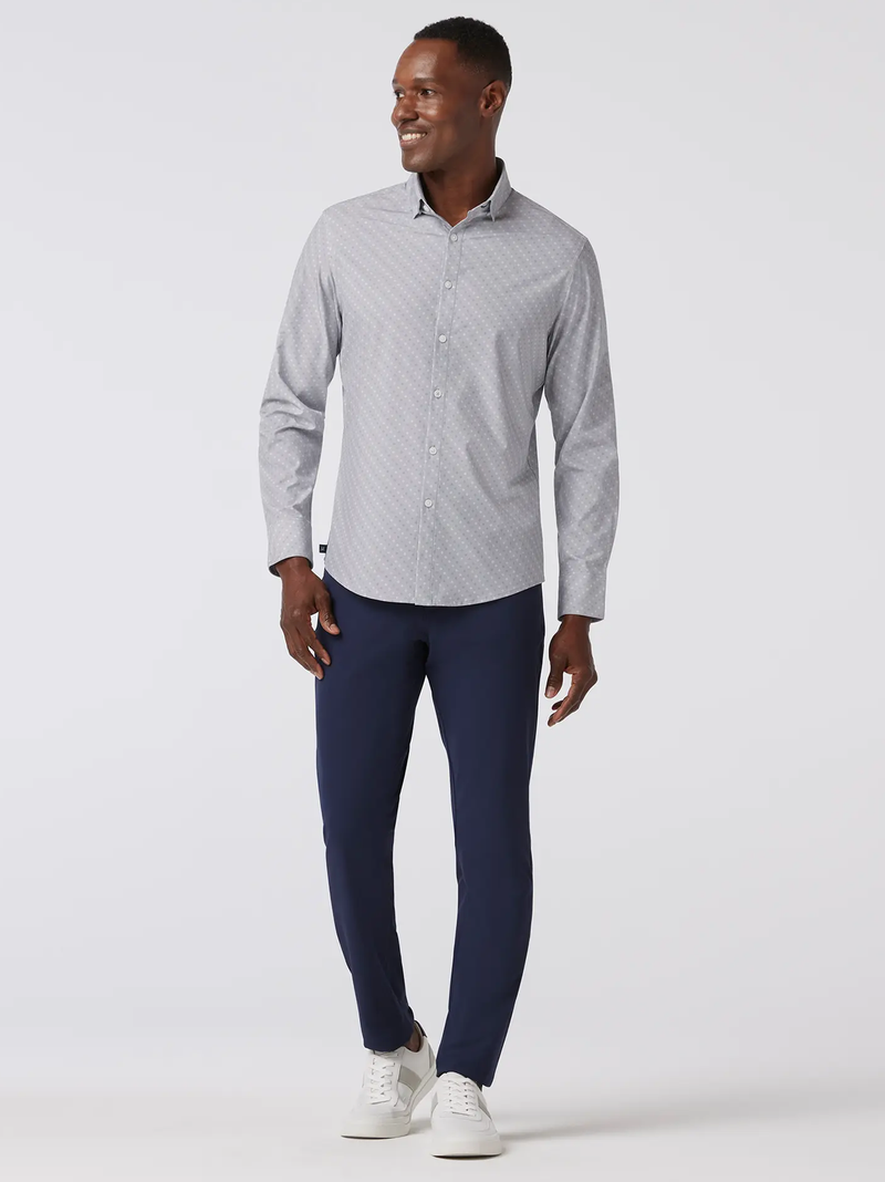 Leeward No Tuck Dress Shirt in Silver Dotted Diamond