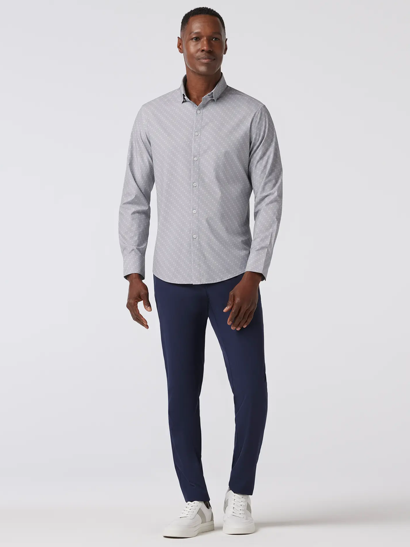 Leeward No Tuck Dress Shirt in Silver Dotted Diamond