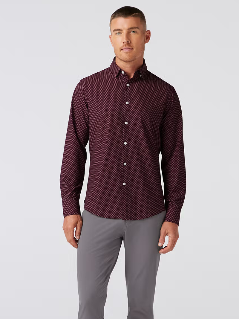 Leeward No Tuck Dress Shirt in Wine Clover