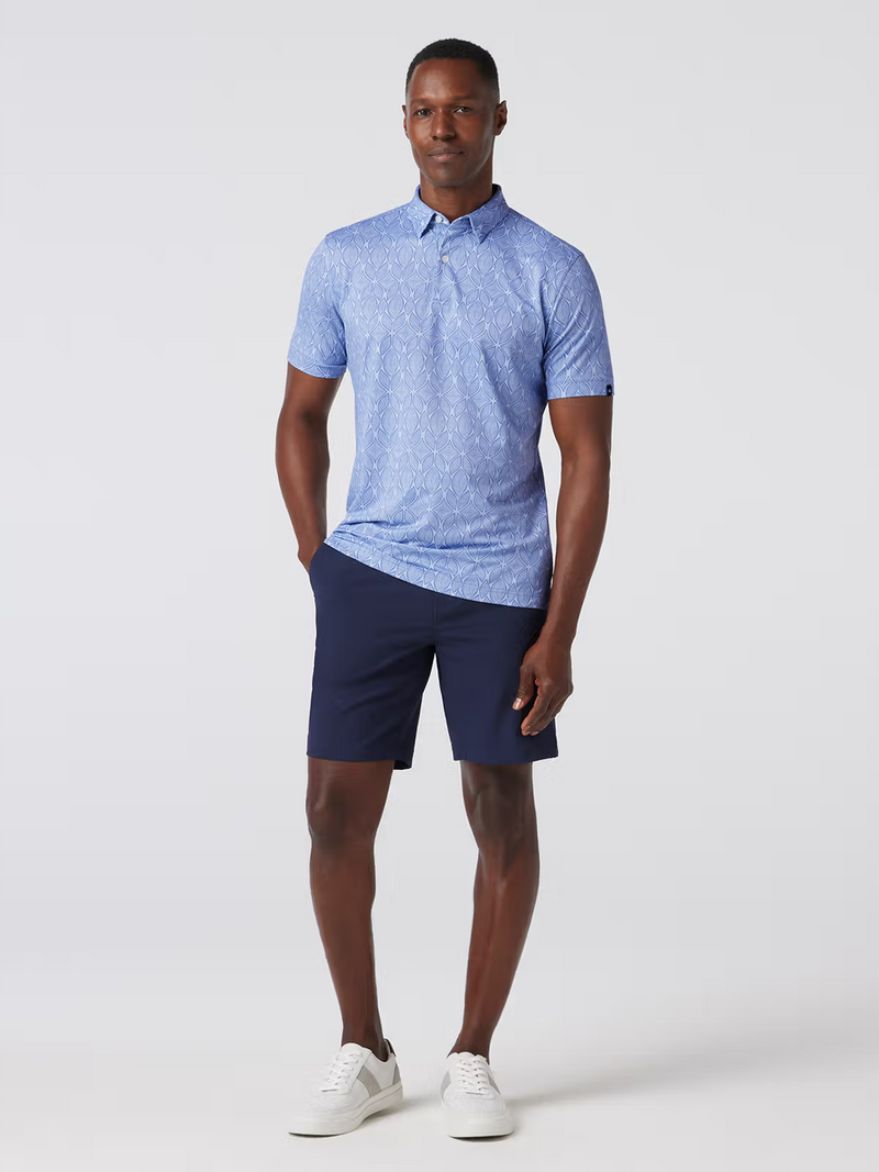 Halyard Short Sleeve Polo in Sky Woodblock