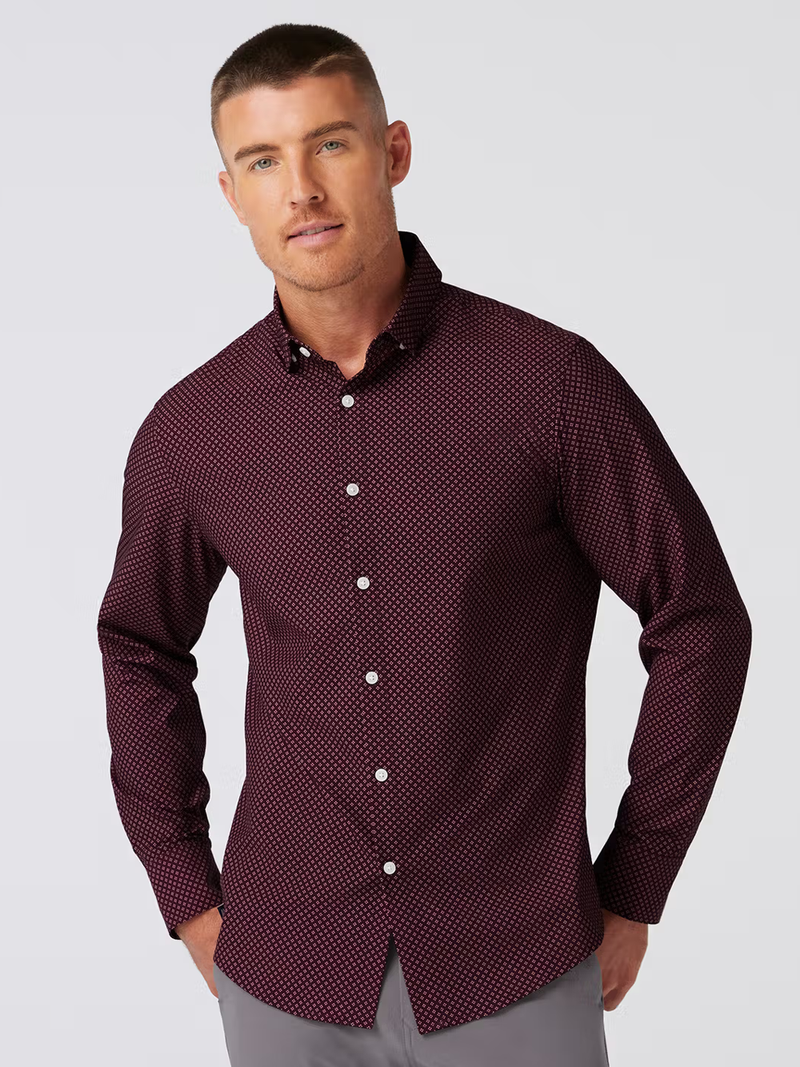 Leeward No Tuck Dress Shirt in Wine Clover