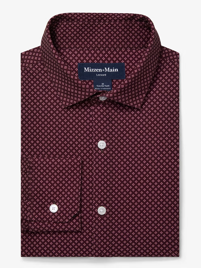 Leeward No Tuck Dress Shirt in Wine Clover