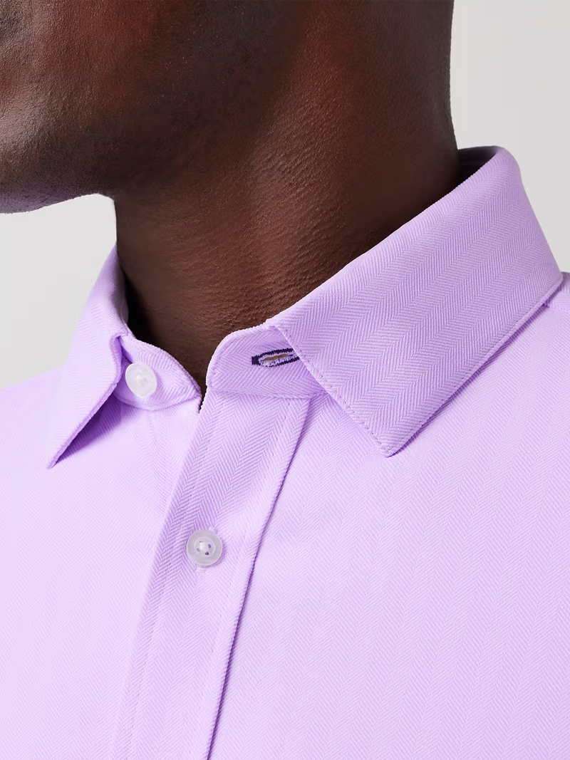 Bateman Dress Shirt in Lilac Herringbone