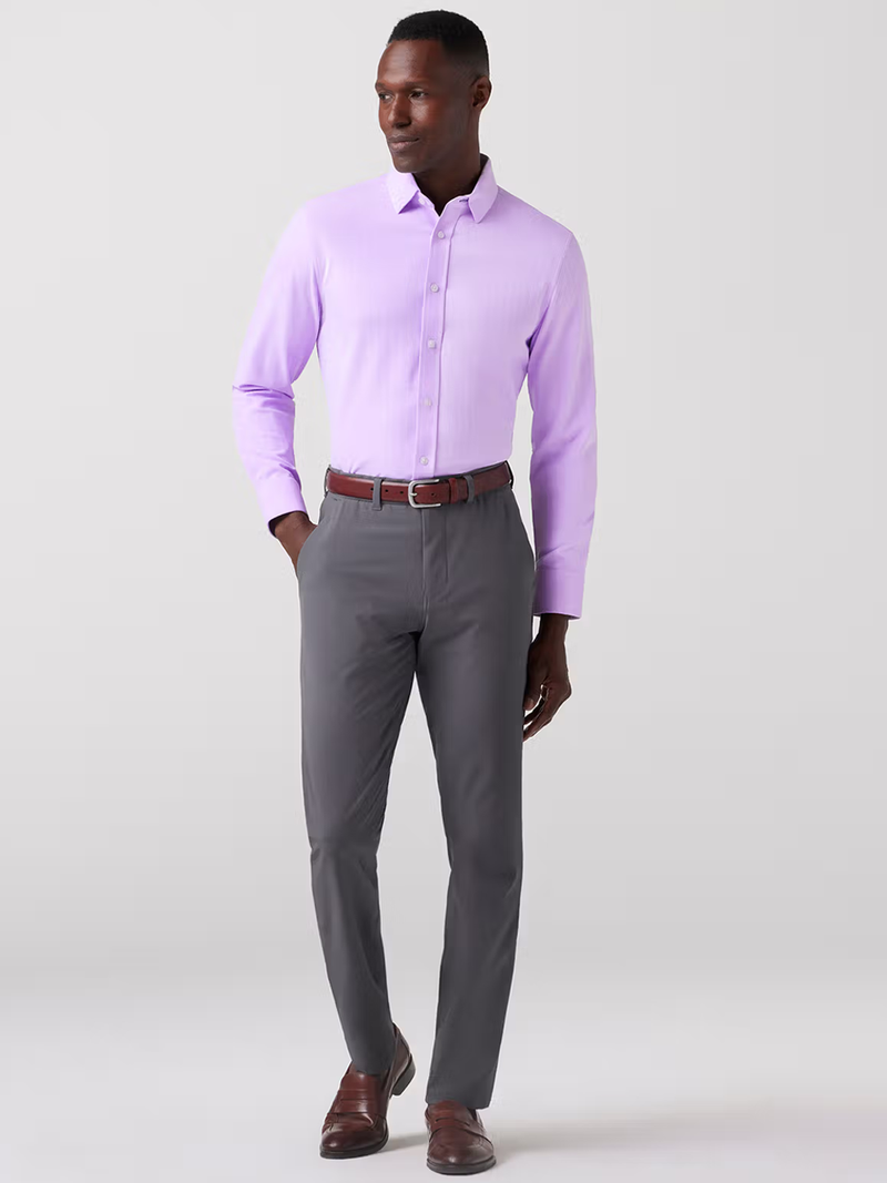 Bateman Dress Shirt in Lilac Herringbone