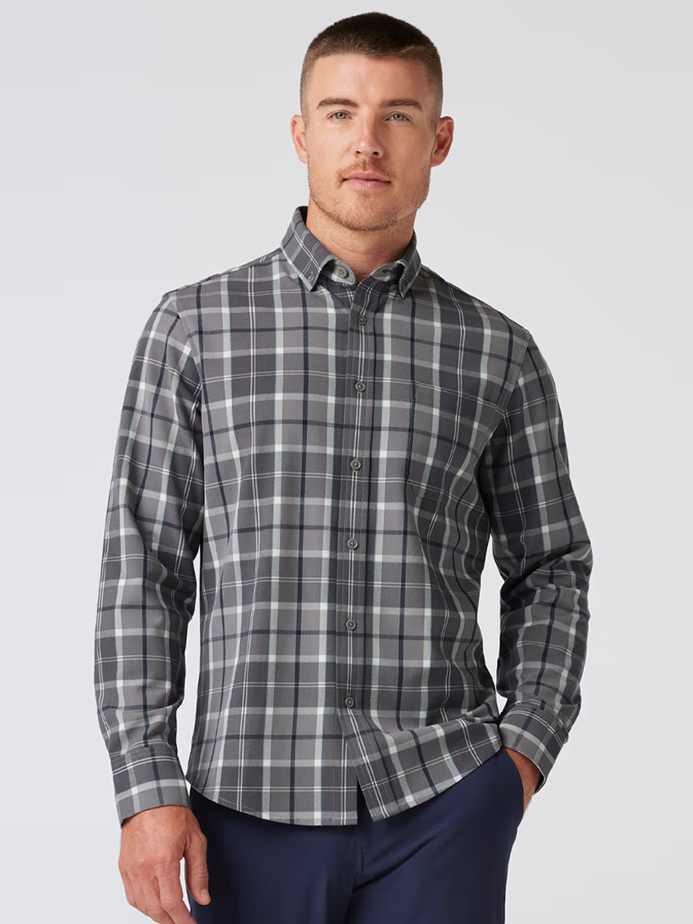 City Flannel in Pewter Timothy Plaid