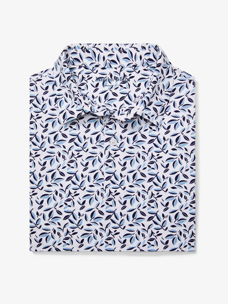 Halyard Short Sleeve Polo in White Foliage