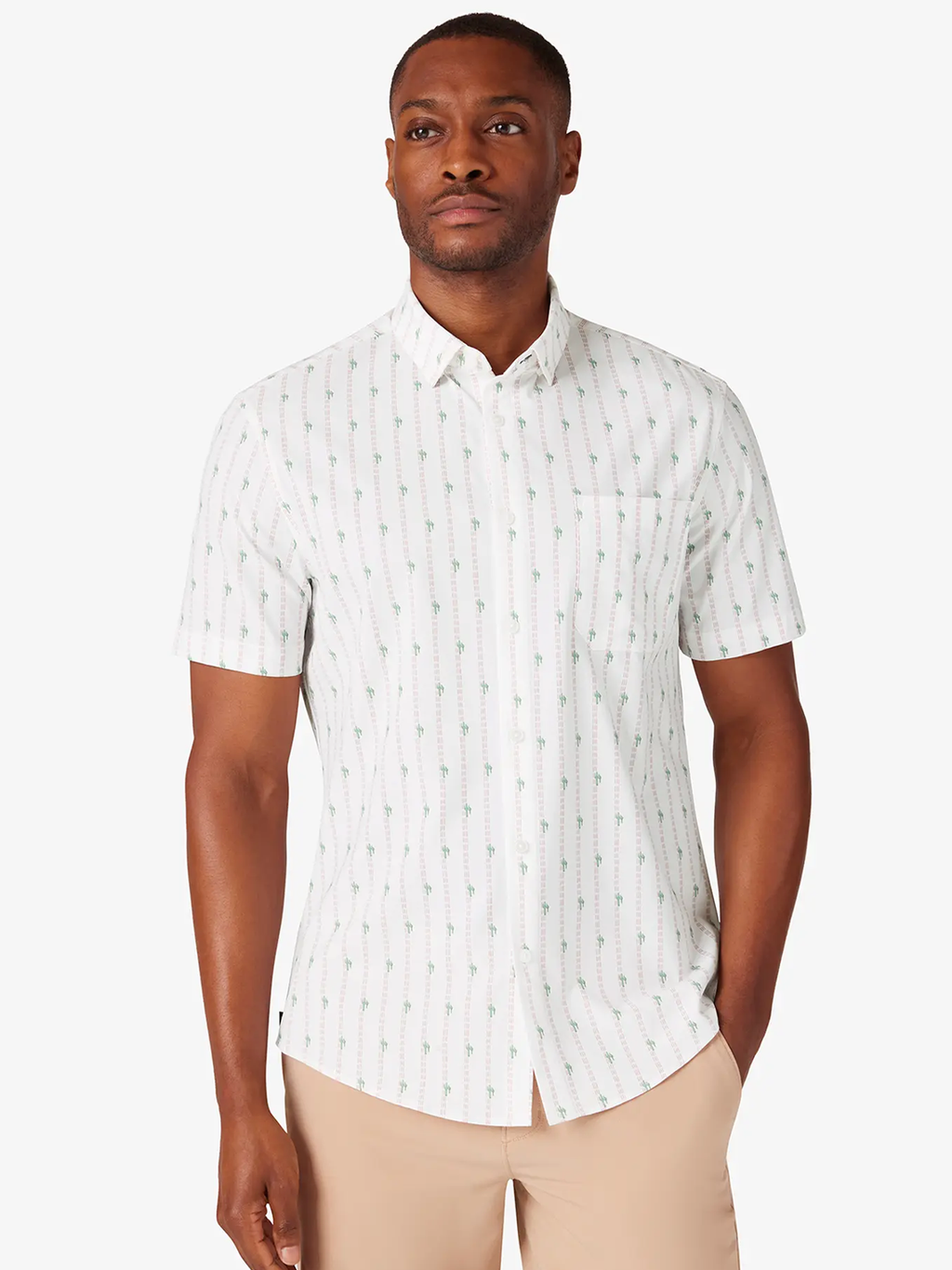 Leeward Short Sleeve Shirt in Rose Cactus Stripe
