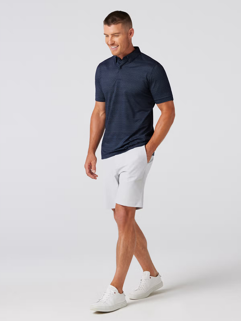 Halyard Short Sleeve Polo in Navy Dot Stripe