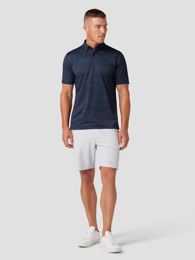 Halyard Short Sleeve Polo in Navy Dot Stripe