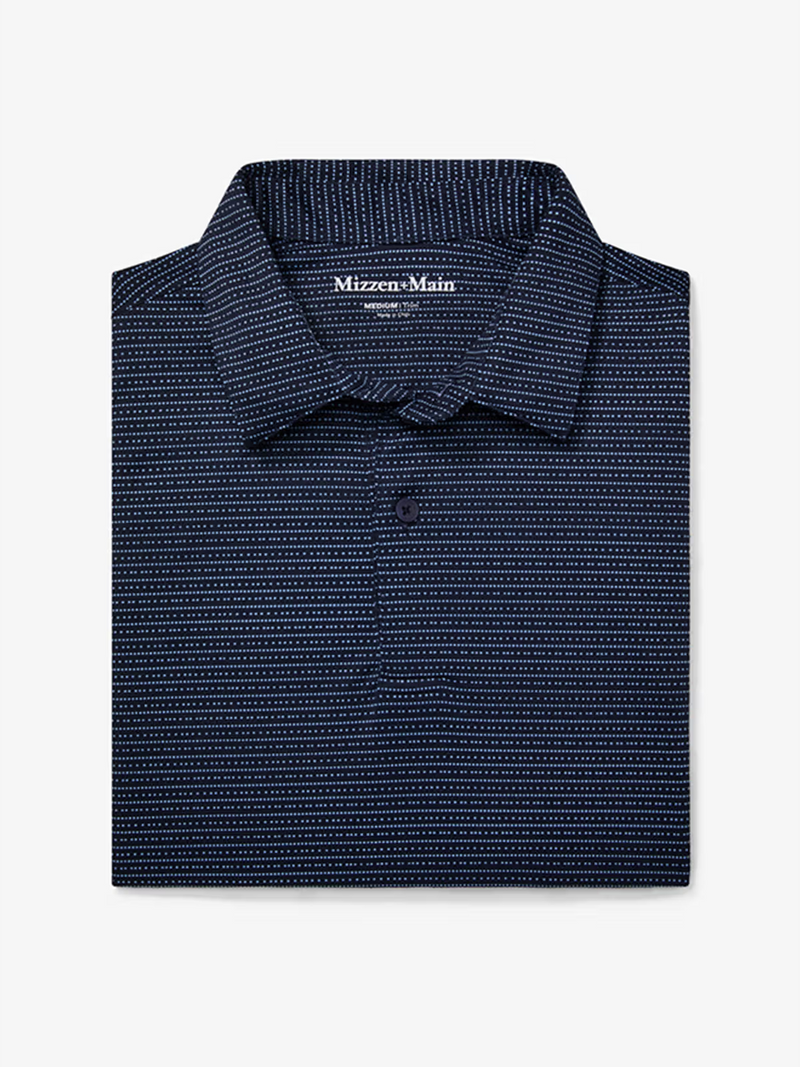 Halyard Short Sleeve Polo in Navy Dot Stripe