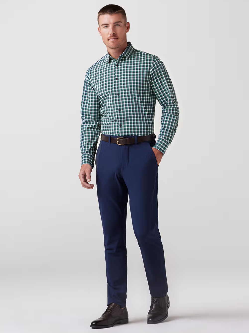 Leeward Long Sleeve Shirt in Hunter Green Dylan Plaid